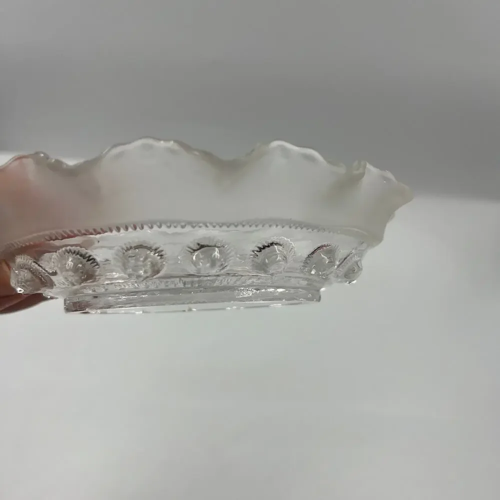 Vintage Clear Crystal Ribbon Hobnail Pattern Trinket Candy‎ Serving Dish
